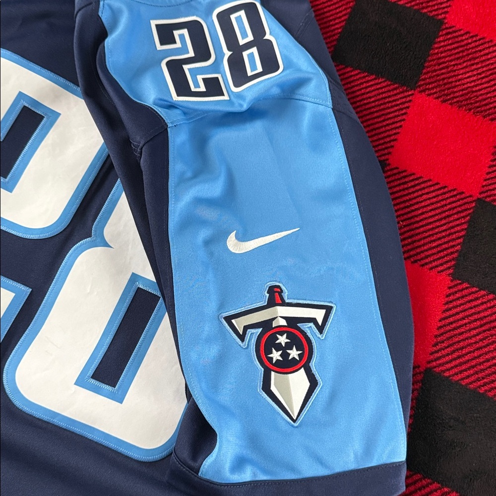 Tennessee Titans #28 Chris Johnson NFL On Field Home Nike Jersey - Picture 5 of 9